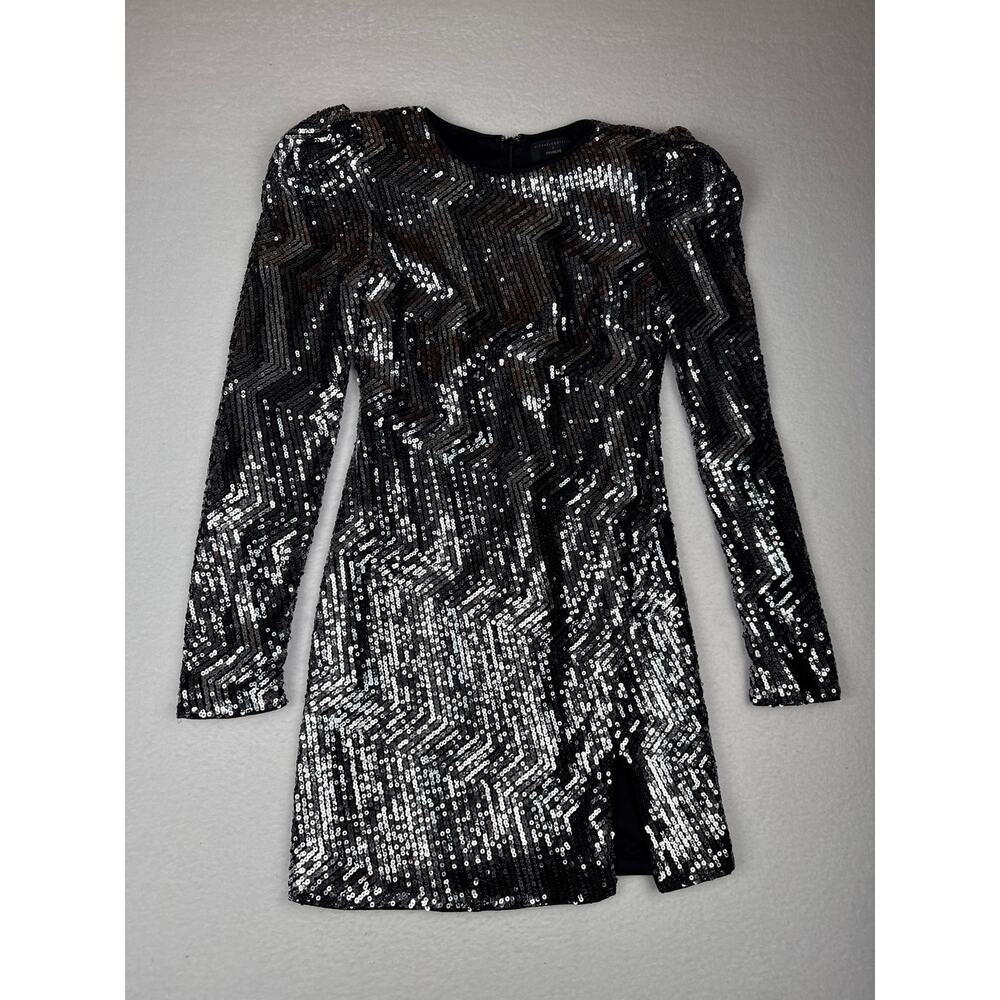 Revolve X Michael Costello Leanne sequin mini dress size S silver black - Picture 4 of 11
